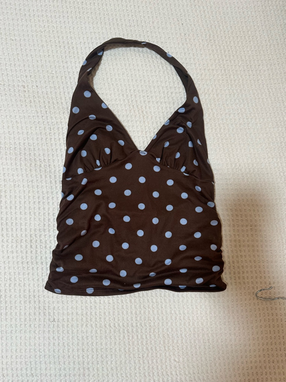 Electric Family Brown Halter Camisole with Light Blue Polka Dots